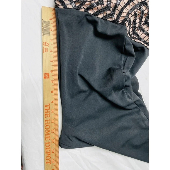 Rare London Jumpsuit Sz M 6 Womens Black Sequin Open Knit V-Neck NWT - Picture 11 of 13